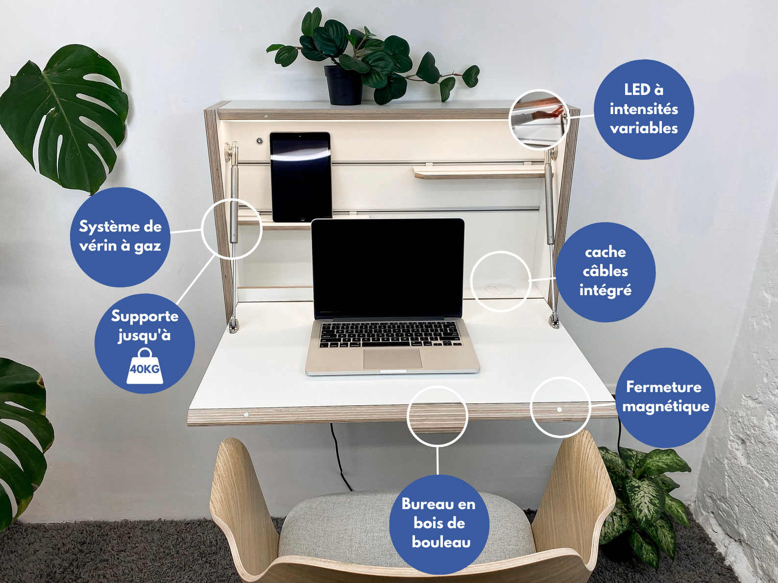 The Small Desk - Retractable wall-mounted desk